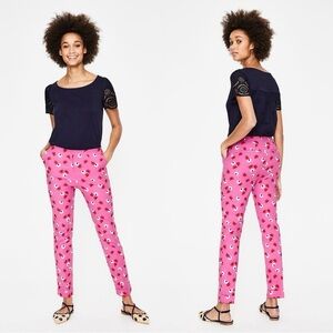 Boden Women’s Sorrento Kensington Floral Pants Trousers Mid Rise Stretch Pink 6R